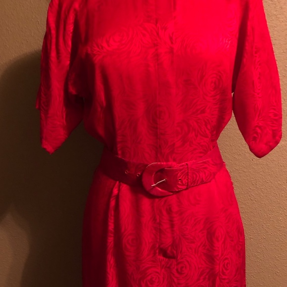 Gorgeous Vintage Argenti Red Silk Dress - Picture 4 of 9